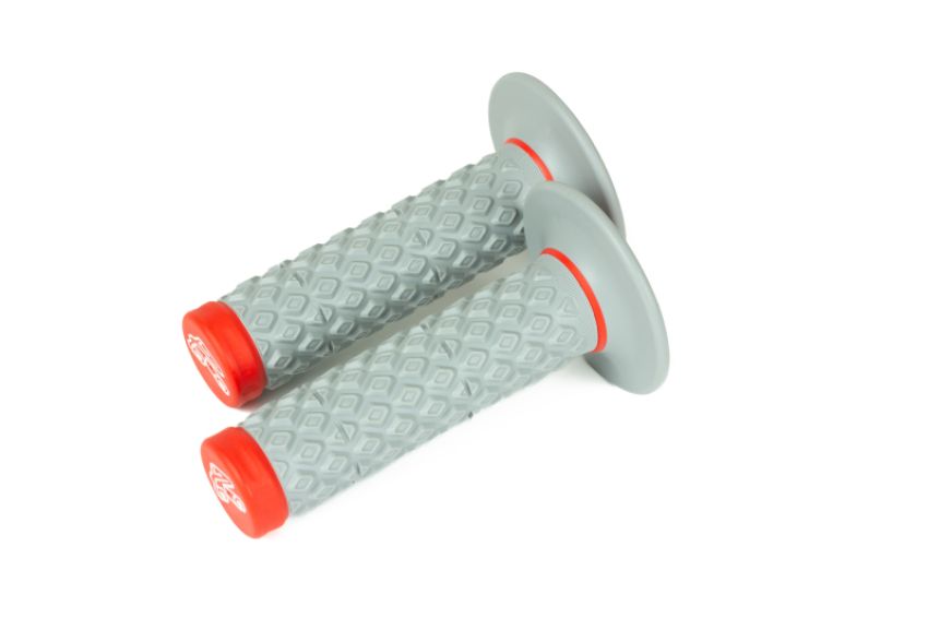 Renthal G209 Soft/Firm MX Dual Compound Grips Tapered 1/2 Waffle - Gray/Red