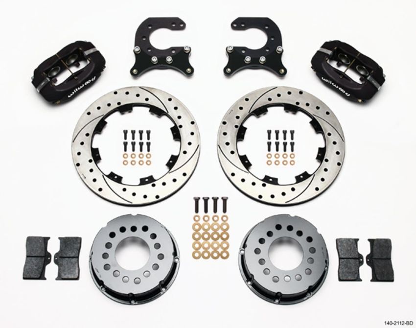 Wilwood 140-2112-BD Forged Dynalite P/S Rear Kit Drilled Rotor Chev 12 Bolt w C-Clips