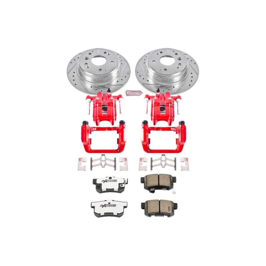 PowerStop KC2434-26 Z26 Street Performance Ceramic Brake Pad, Drilled Slotted Rotor, and Caliper Kit