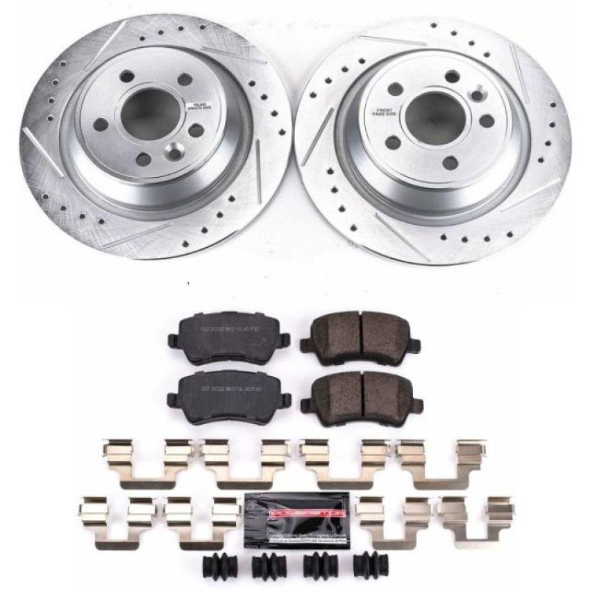 PowerStop K6293 Z23 Daily Driver Carbon-Fiber Ceramic Brake Pad and Drilled & Slotted Rotor Kit