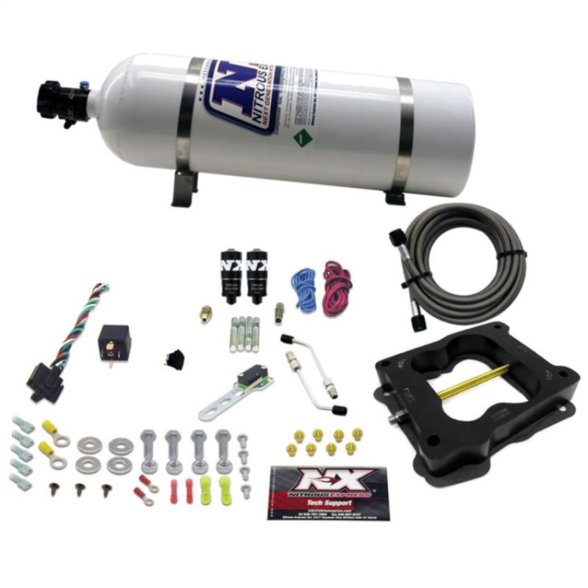 Nitrous Express 40081-15 Q-JET/HOLLEY SPREAD BORE HITMAN PLUS (50-00-150-200HP) WITH 15LB BOTTLE