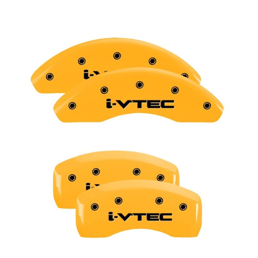 MGP 20107SIVTYL 4 Caliper Covers Engraved Front & Rear i-Vtec Yellow finish black ch
