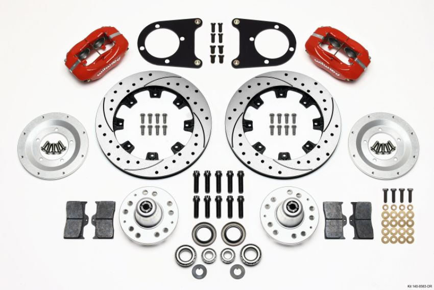 Wilwood 140-8583-DR Forged Dynalite Front Kit 12.19in Drilled Red 37-48 Ford Psgr. Car Spindle
