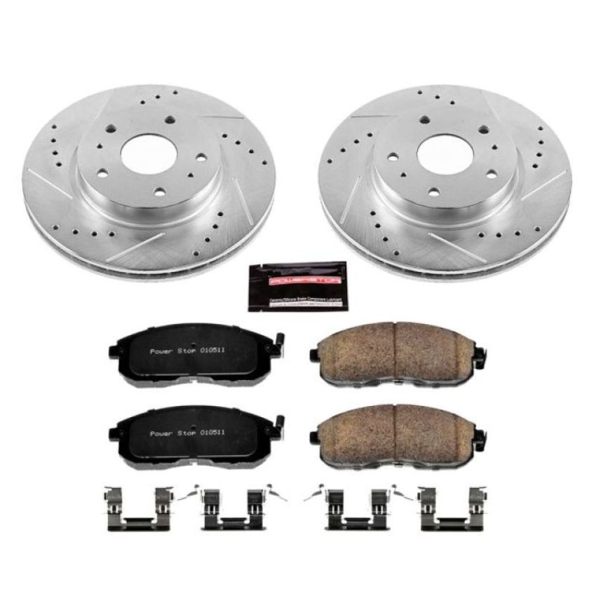 PowerStop K5887 Z23 Daily Driver Carbon-Fiber Ceramic Brake Pad and Drilled & Slotted Rotor Kit