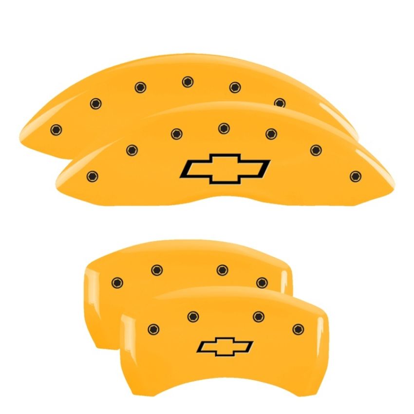 MGP 14231SBOWYL 4 Caliper Covers Engraved Front & Rear Bowtie Yellow finish black ch