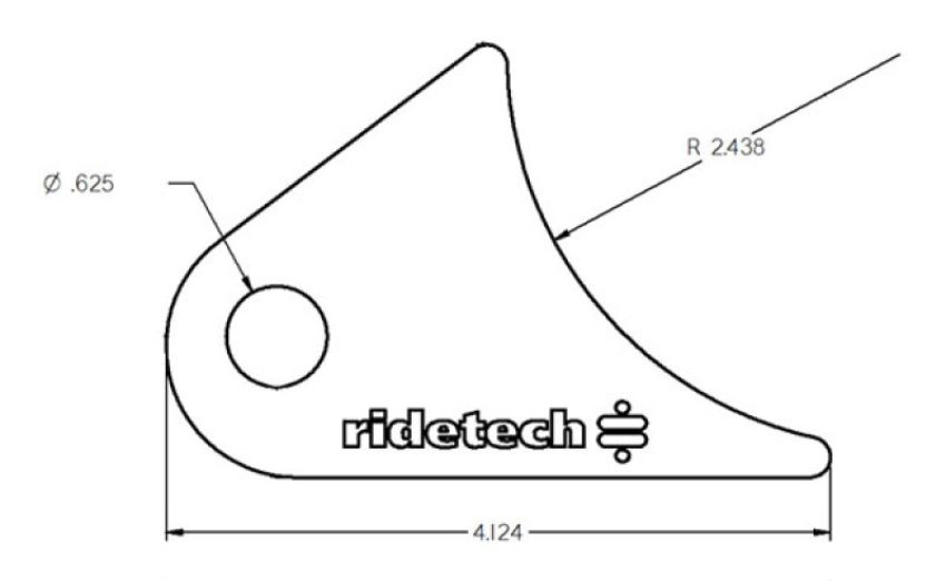 Ridetech 90000144 Large rear tab for Tri Link, uncoated. For mounting upper bar to axle.