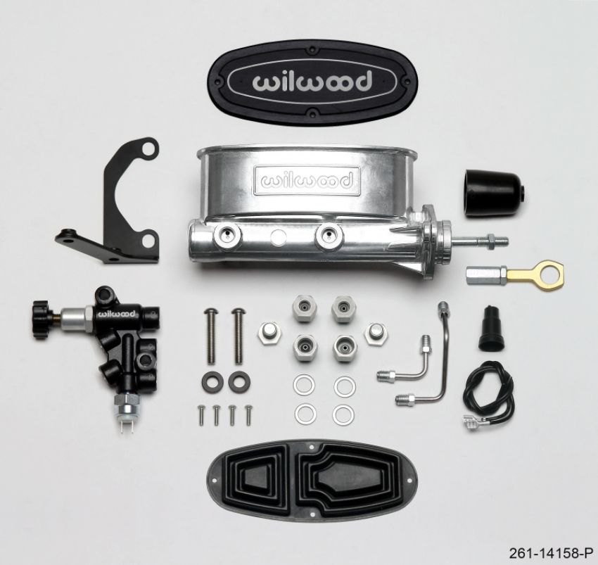 Wilwood 261-14158-P HV Tandem M/C Kit w L/H Bracket & Prop Valve - 15/16in Bore Ball Burn.-W/Push