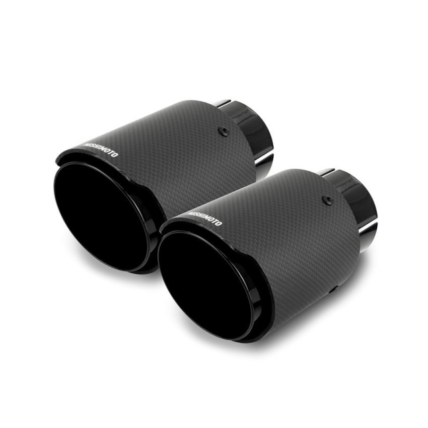 Mishimoto MMEXH-TIP-CFD25BK 2x Carbon Fiber Muffler Tip 2.5in Inlet 3.5in Outlet Black