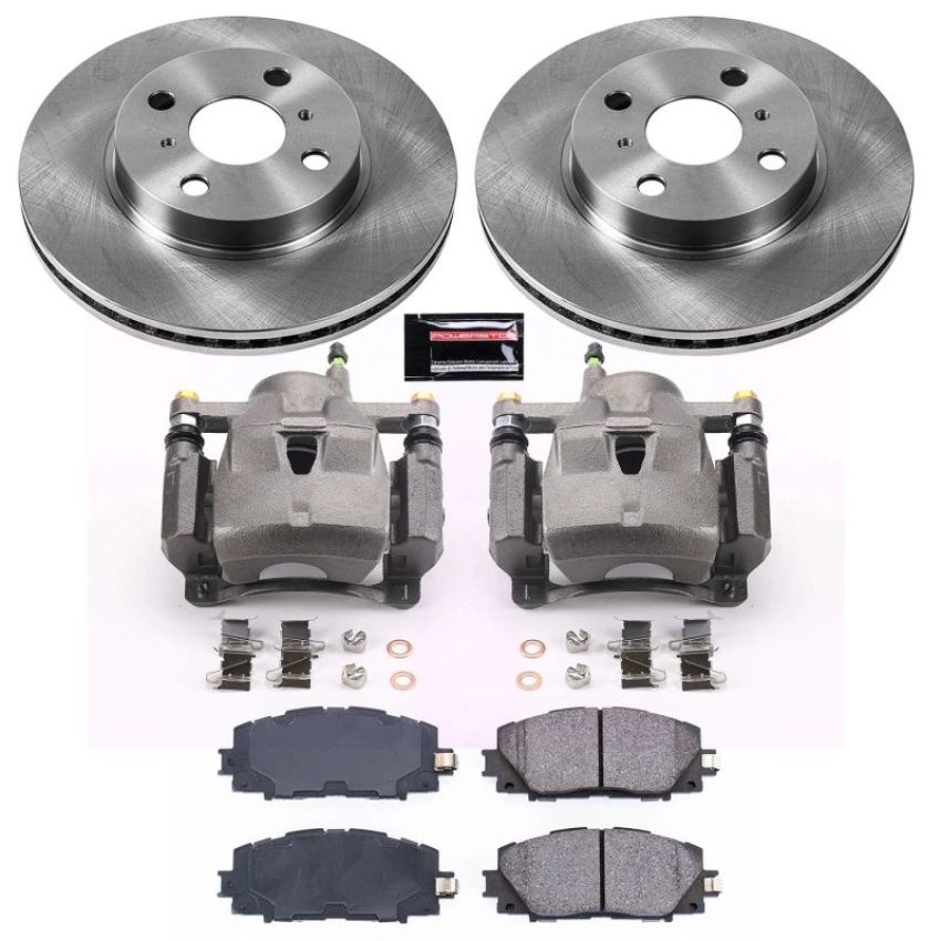 PowerStop KCOE5863 OE Stock Replacement Low-Dust Ceramic Brake Pad, Rotor and Caliper Kit