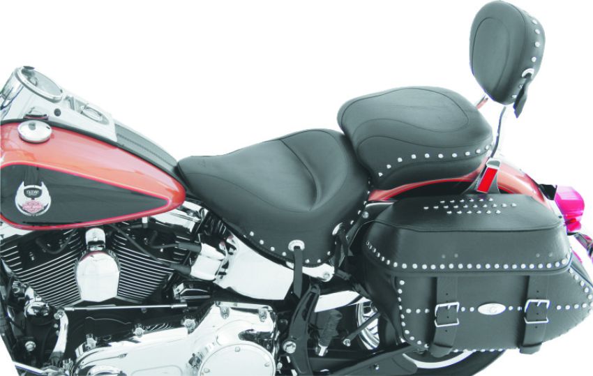 Mustang Motorcycle 76047 Mustang 00-15 Harley Softail Standard Rear Tire Wide Touring 1PC Seat w/Studs - Black