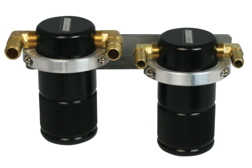 Moroso 85627 04-07 Subaru STi/06-07 WRX Air/Oil Separator Catch Can - Small Body - Billet Aluminum - Black
