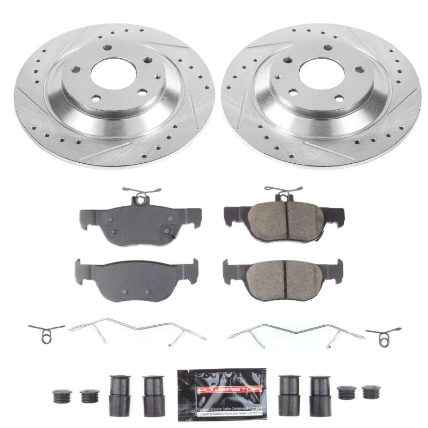 PowerStop K9136 Z23 Daily Driver Carbon-Fiber Ceramic Brake Pad and Drilled & Slotted Rotor Kit