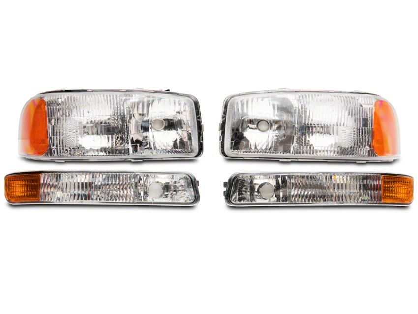 Raxiom S518302 99-06 GMC Sierra 1500 Axial Series OEM Style Rep Headlights- Chrome Housing (Clear Lens)