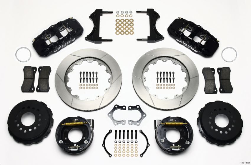 Wilwood 140-10951 AERO4 Rear P-Brake Kit 14.00in Mopar/Dana 2.36in Off w/Snap Ring Brng