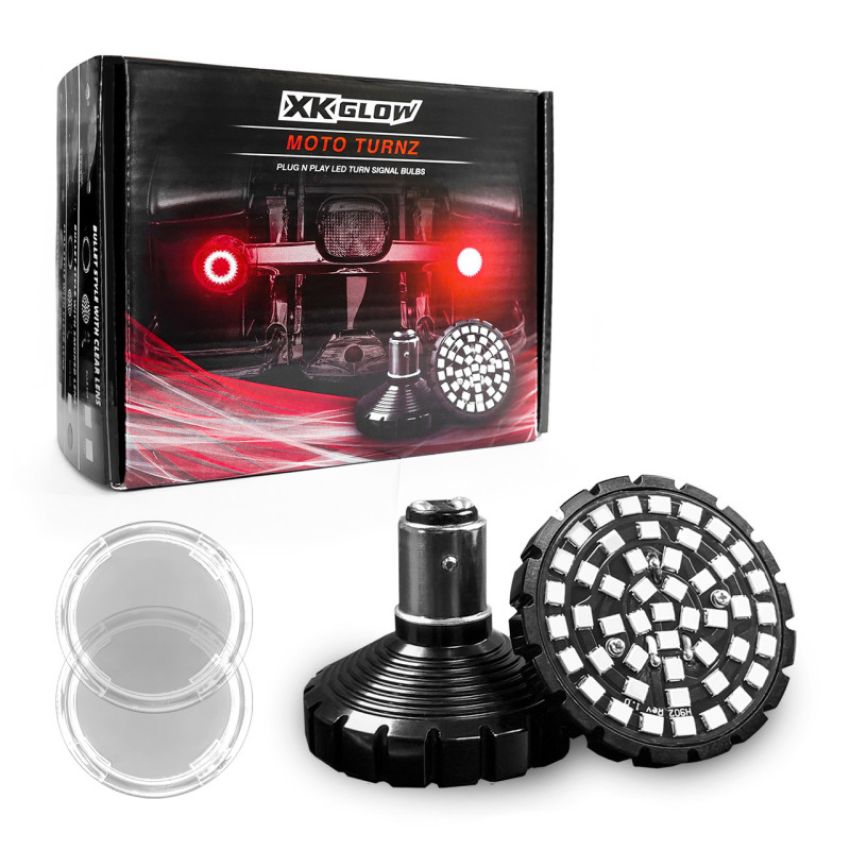 XKGLOW XK1156B-R-C XK Glow Motorcycle Rear LED Turn Signal Kit - 1156 Bullet Style Clear Lenses