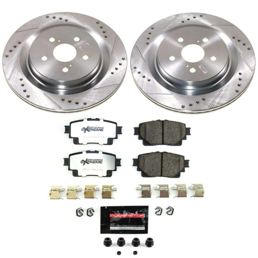 PowerStop K8773-36 Z36 Truck and SUV Carbon-Fiber Ceramic Brake Pad and Drilled & Slotted Rotor Kit