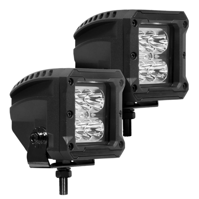 Go Rhino 751803023SCS Xplor Bright Series Cube LED Spot Light Kit (Surface/Threaded Stud Mount) 3x3 - Blk (Pair)