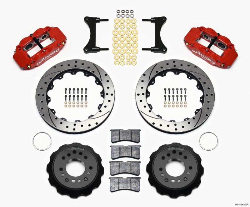 Wilwood 140-11963-DR Narrow Superlite 6R Front Hat Kit 12.88in Drill Red 93-96 Mazda RX7