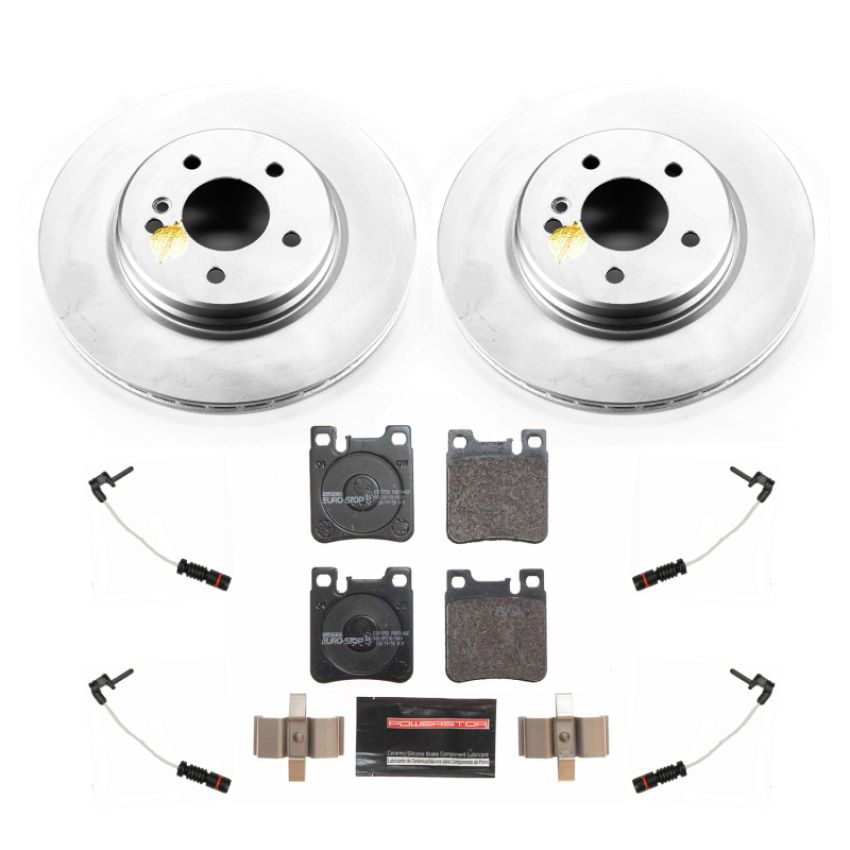 PowerStop ESK6472 Genuine Geomet Coated Rotors, ECE-R90 Brake Pads + Hardware Kit