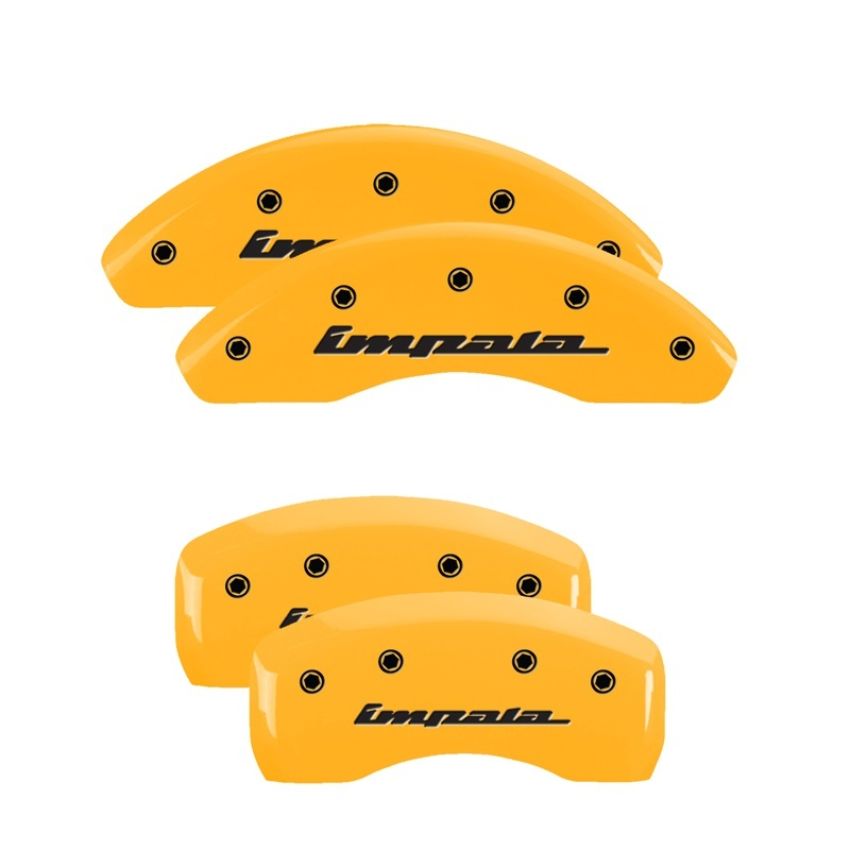 MGP 14223SIMPYL 4 Caliper Covers Engraved Front & Rear Impala Yellow finish black ch
