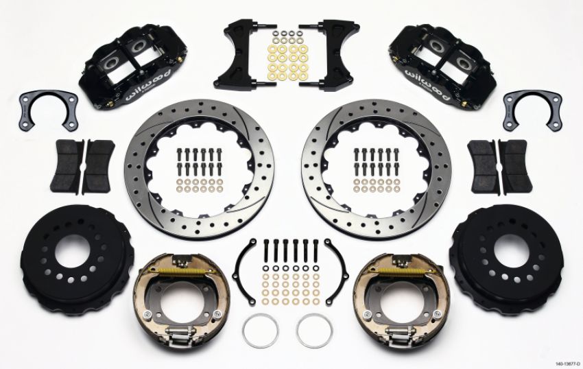 Wilwood 140-13677-D Narrow Superlite 4R Rear P-Brk Kit 12.88in Drilled Big Ford New Style 2.50in Off Stag Mount