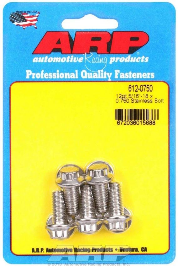 ARP ARP612-0750 S/S Bolt Kit - 12pt. (5) 5/16-18 x .750