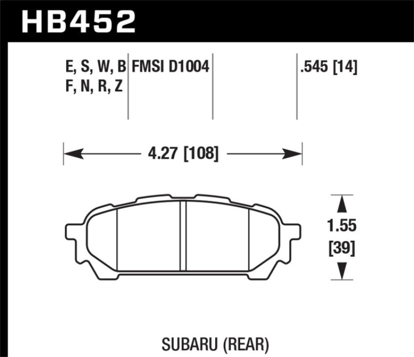 Hawk Performance HB452N.545 HP Plus Disc Brake Pad