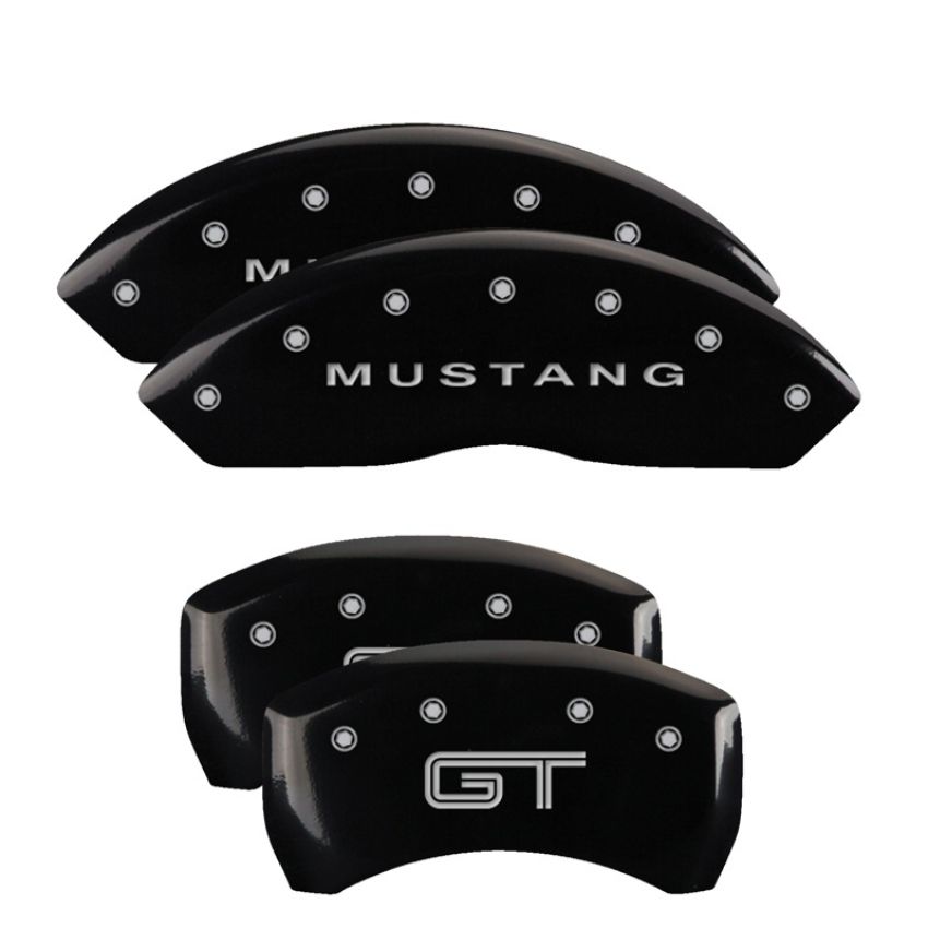 MGP 10197SMG2BK 4 Caliper Covers Engraved Front Mustang Engraved Rear S197/GT Black finish silver ch