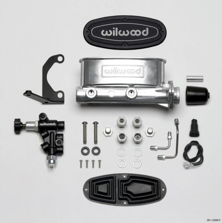 Wilwood 261-13269-P HV Tandem M/C Kit w L/H Bracket & Prop Valve - 1in Bore Ball Burnished