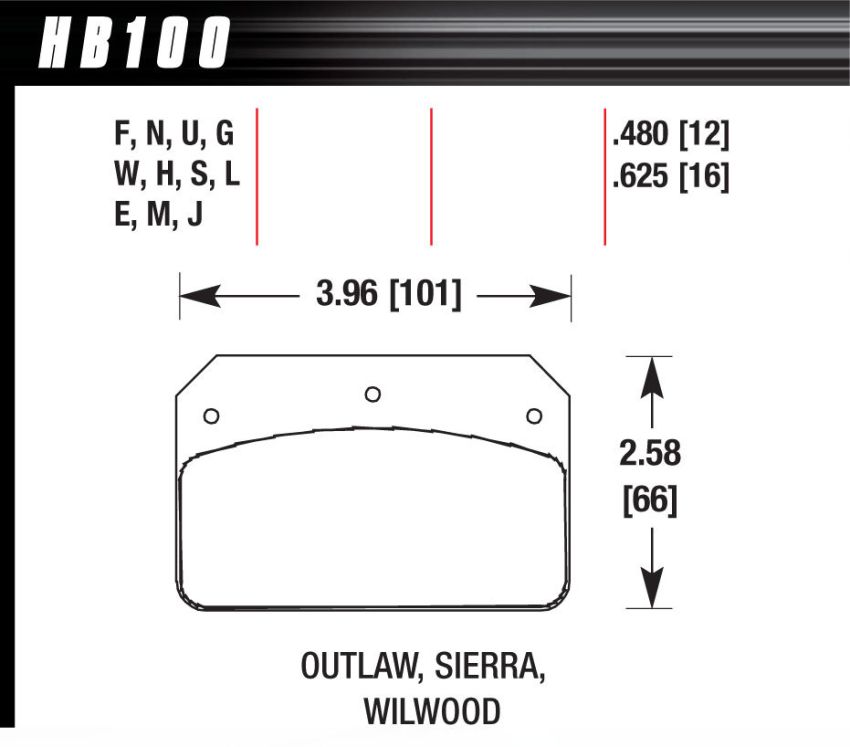 Hawk Performance HB100M.480 Black Disc Brake Pad