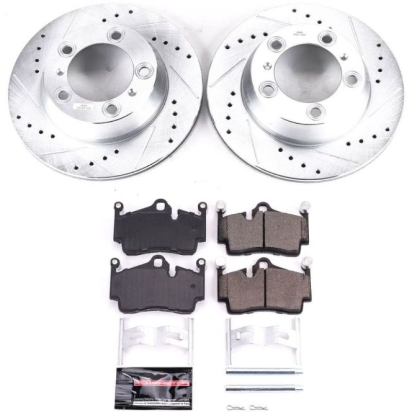 PowerStop K7088 Z23 Daily Driver Carbon-Fiber Ceramic Brake Pad and Drilled & Slotted Rotor Kit
