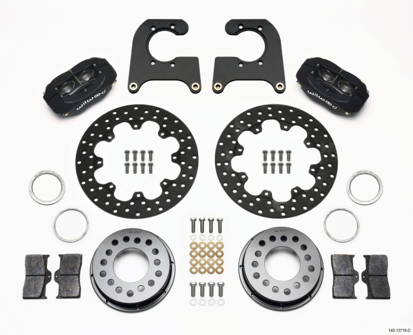 Wilwood 140-13716-D Forged Dynalite Rear Drag Kit Drilled Rotor Ford 8.8 Special w/2.50in Offset-5 Lug