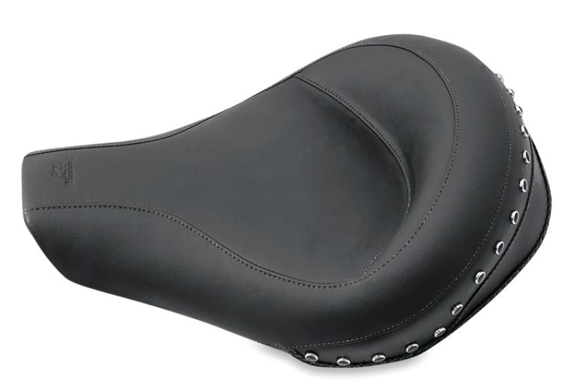 Mustang Motorcycle 75566 Mustang 94-96 Harley Road King Standard Touring Solo Seat w/Blk Pearl Studs - Black
