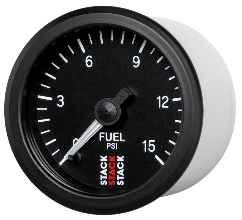 AutoMeter ST3304 Stack 52mm 0-15 PSI 1/8in NPTF Male Pro Stepper Motor Fuel Pressure Gauge - Black