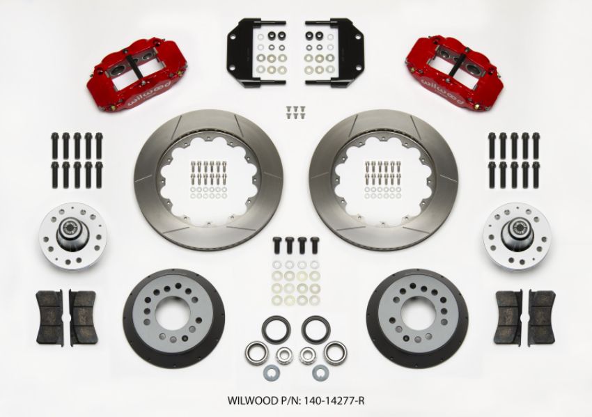 Wilwood 140-14277-R Narrow Superlite 6R Front Hub Kit 14.00in Red Magnum Force Drop Spindle
