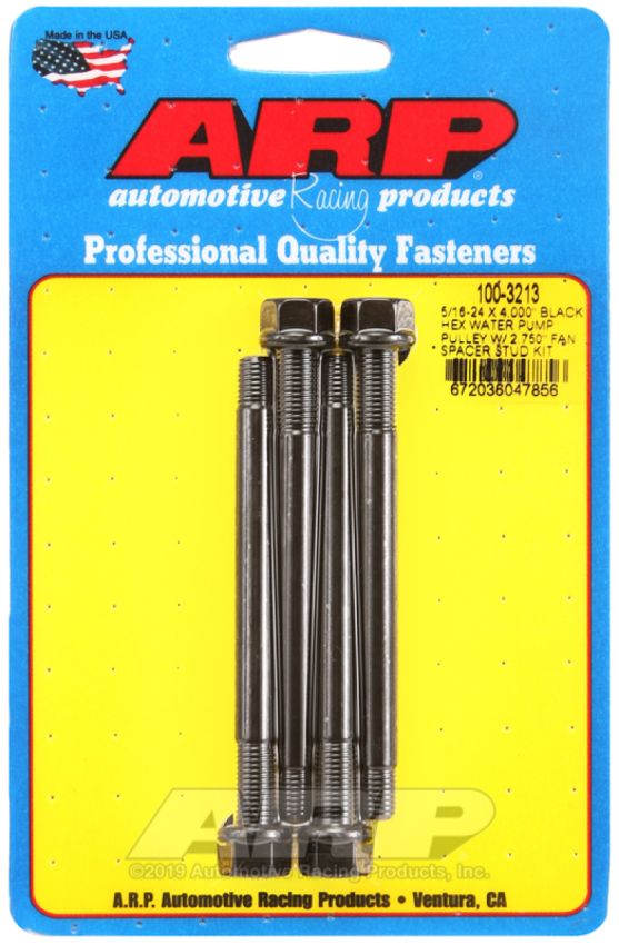ARP 100-3213 5/16-24 X 4.000 Black Hex Water Pump Pulley w/ 2.750in Fan Spacer Stud Kit