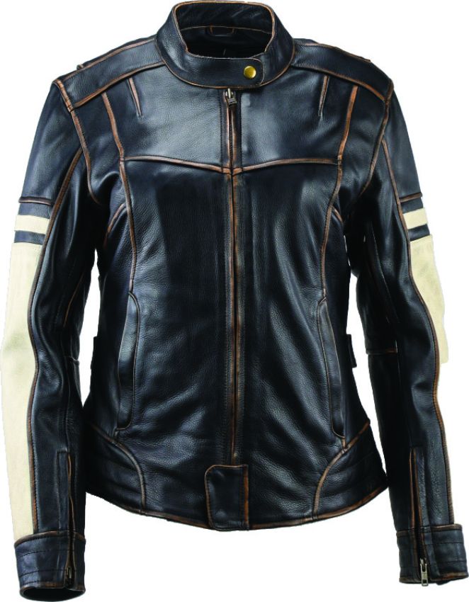 Kuryakyn 094389 Leather By River Road Dame Vintage Leather Jacket Black Womens - Medium