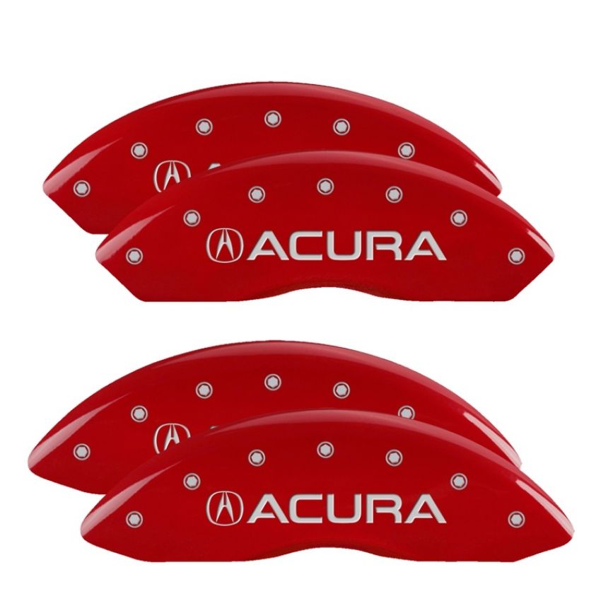 MGP 39015SACURD 4 Caliper Covers Engraved Front & Rear Acura Red finish silver ch
