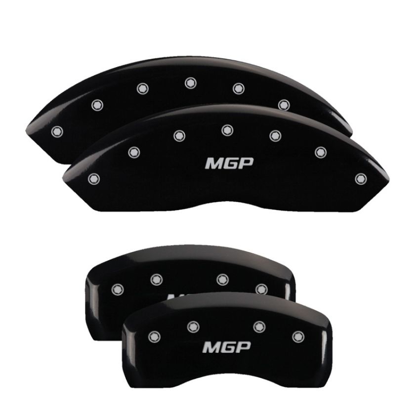 MGP 22019SMGPBK 4 Caliper Covers Engraved Front & Rear  Black finish silver ch