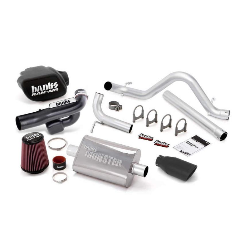 Banks Power 51345-B 12-15 Jeep 3.6L Wrangler (All) 4dr Stinger Sys (no AutoMind) - SS Single Exh w/ Blk Tip
