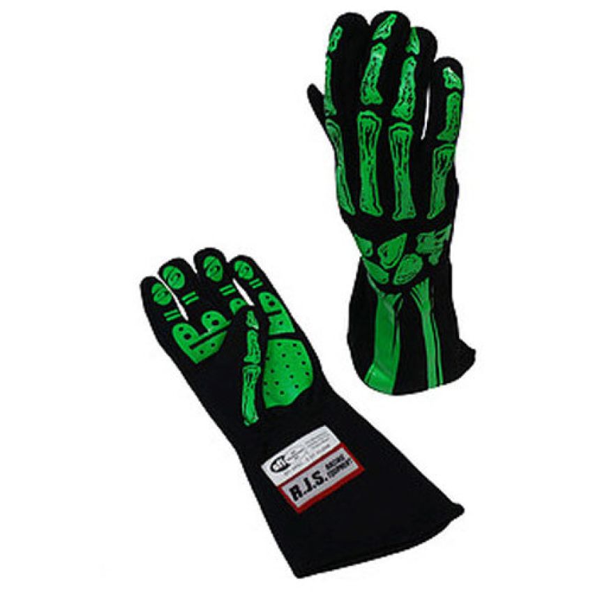 RJS SAFETY RJS600090159 Double Layer Lime Green Skeleton Gloves X-Large