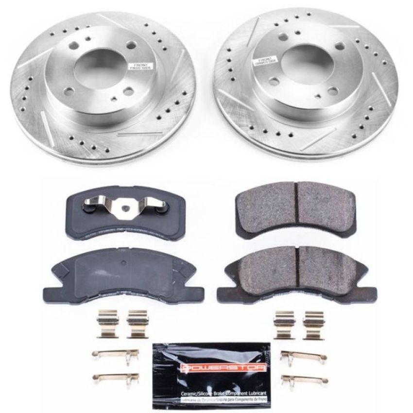 PowerStop K7217 Z23 Daily Driver Carbon-Fiber Ceramic Brake Pad and Drilled & Slotted Rotor Kit