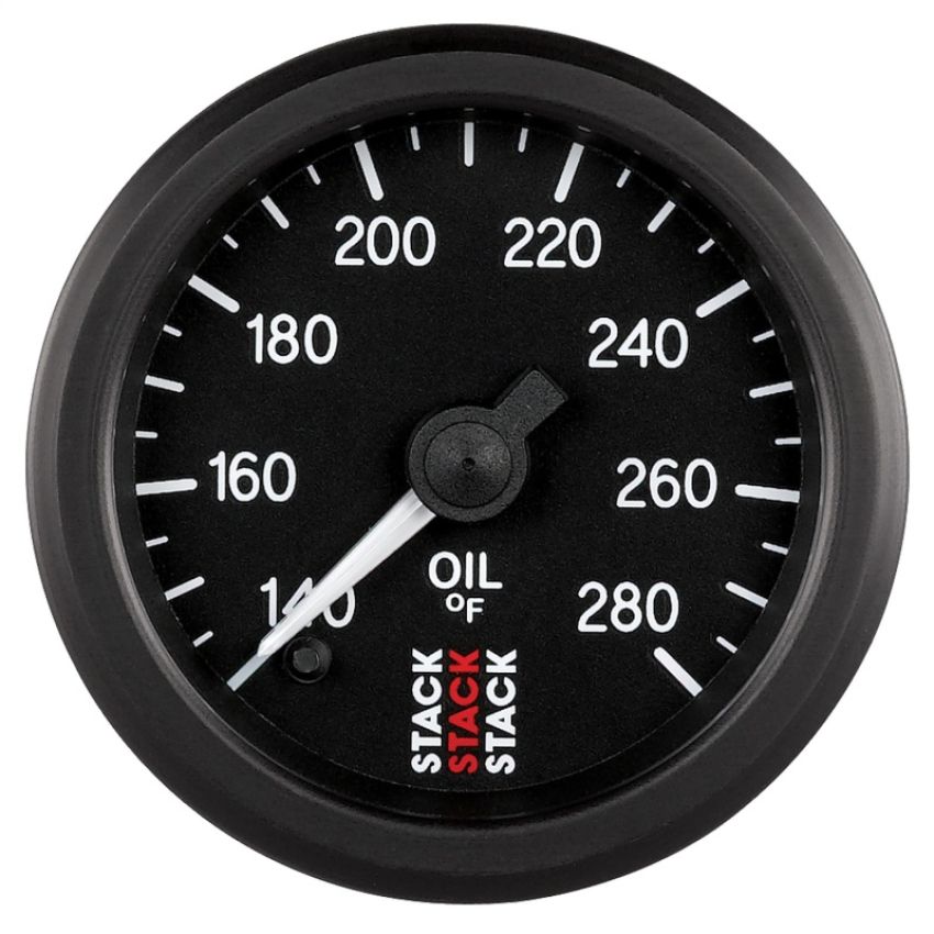 AutoMeter ST3310 Stack 52mm 140-280 Deg F 1/8in NPTF Male Pro Stepper Motor Oil Temp Gauge - Black