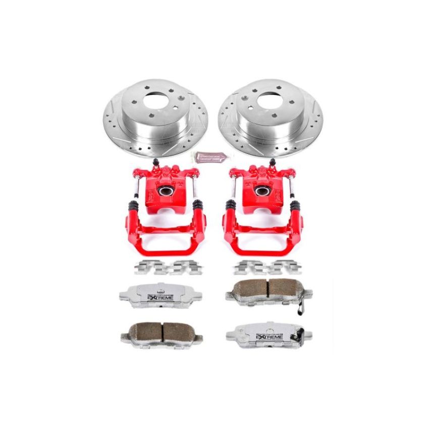 PowerStop KC098-26 Z26 Street Performance Ceramic Brake Pad, Drilled Slotted Rotor, and Caliper Kit