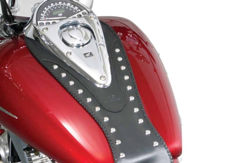 Mustang Motorcycle 93180 Mustang 04-09 HondaVTX1300C, 03-09 VTX1300 Retro, 03-07 VTX1300S Tank Bib w/Studs - Black
