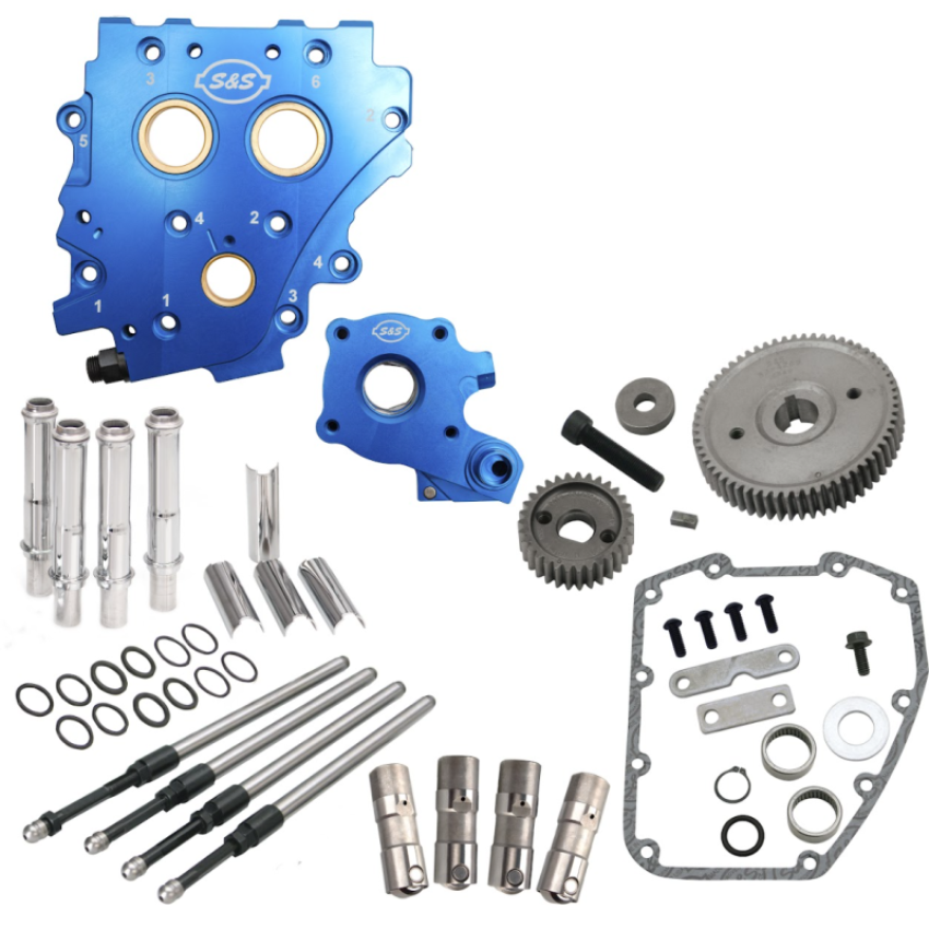 S&S Cycle 310-1269 2006 Dyna/2007+ BT Gear Drive Cam Chest Kit w/o Cam - Chrome Pushrod Tubes