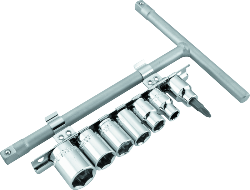 BikeMaster 151547 3/8in Drive T-handle Set (8mm/10mm/12mm/13mm/14mm/17mm/#2 Phillips)