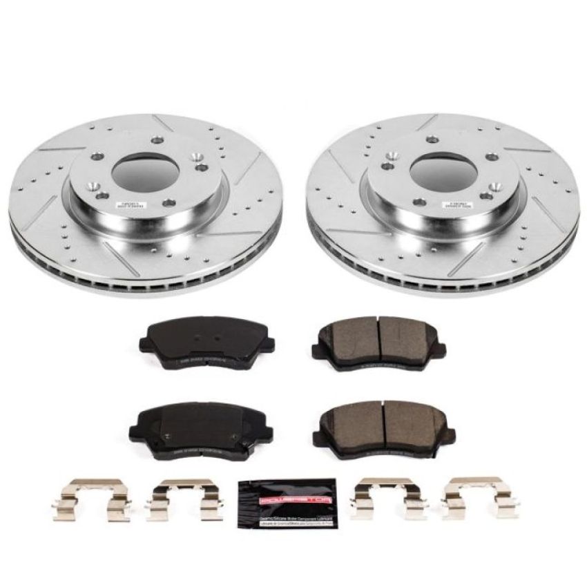 PowerStop K7672 Z23 Daily Driver Carbon-Fiber Ceramic Brake Pad and Drilled & Slotted Rotor Kit