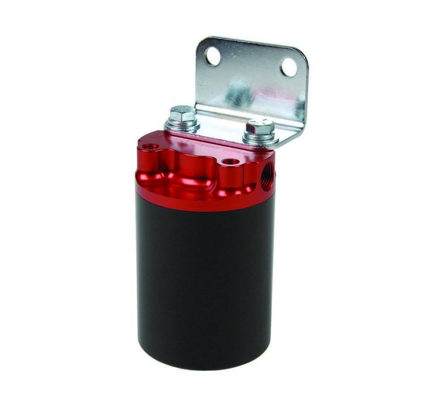 Aeromotive 12317 SS Series Billet Canister Style Fuel Filter Anodized Black/Red - 10 Micron Fabric Element