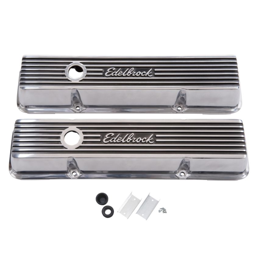 EDELBROCK EDE4262 Valve Cover Kit Elite II Series SBC Short